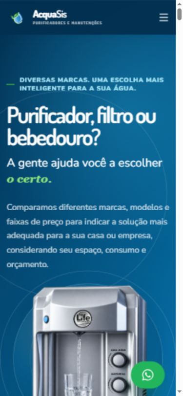 Captura real do site AcquaSis em celular